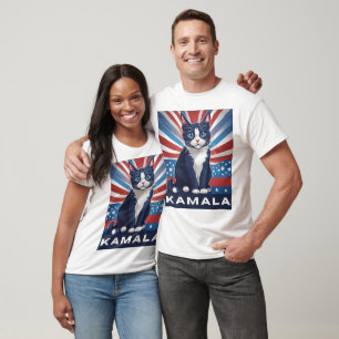 T-shirt Chat bleu pour Kamala 2024 Démocrate aux élections