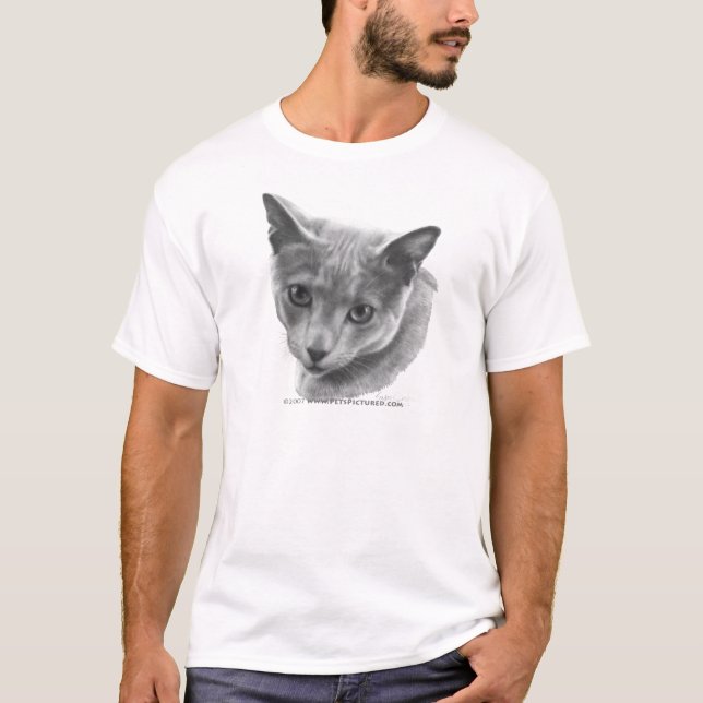 T-shirt Chat bleu russe (Devant)