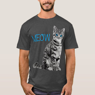 T-shirt Chat Blue Eyed Grey Meow aime Chats