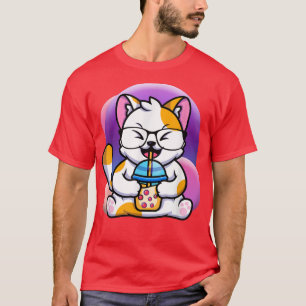 T-shirt chat boba manger ramen anime kawaii neko, chat man