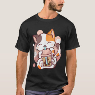 T-shirt Chat Boba Tea Buble Tea Anime Kawaii Neko