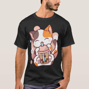 T-shirt Chat Boba Tea Buble Tea Anime Kawaii Neko