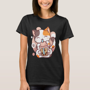 T-shirt Chat Boba Tea Buble Tea Anime Kawaii Neko