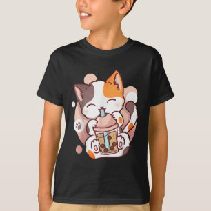T-shirt Chat Boba Tea Buble Tea Anime Kawaii Neko