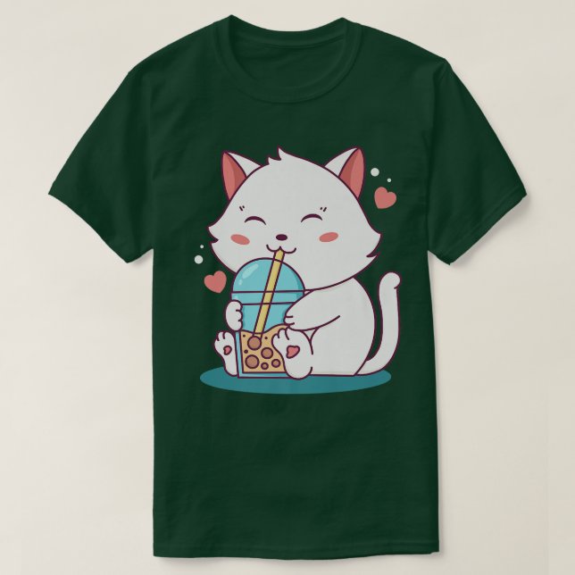 T-shirt Chat Boba Tea Buble Tea Anime Kawaii Neko Japonais (Design devant)