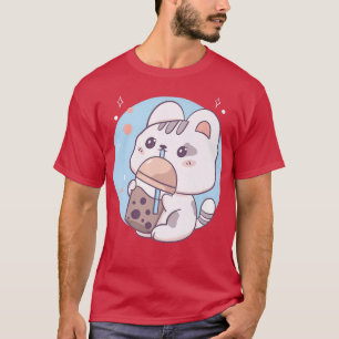 T-shirt Chat Boba Tea Buble Tea Anime Kawaii Neko Japonais
