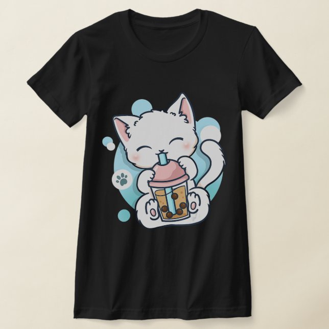 T-shirt Chat Boba Tea Buble Tea Kawaii Anime Japonais Neko (Poser)