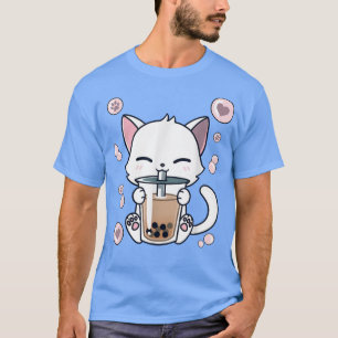 T-shirt Chat Boba Thé Buble Thé japonais Anime Kawaii Neko