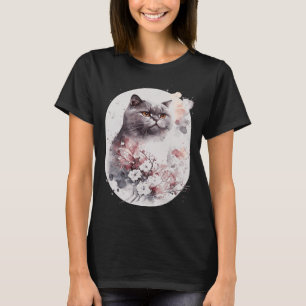 T-shirt Chat britannique Shorthair Japonais Cerisier Bloss