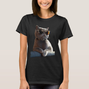 T-shirt Chat British Shorthair avec Lunettes de Soleil Amo