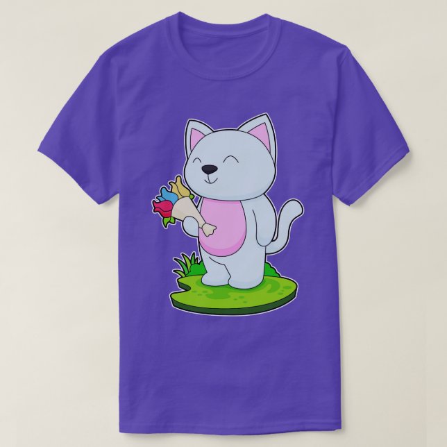T-shirt Chat Bunch of Flowers (Design devant)