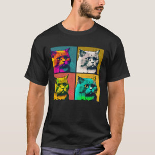 T-shirt Chat Burmilla Illustration Pop Animaux Colorés Hom