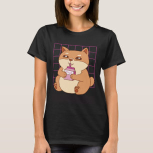 T-shirt Chat buvant du lait de fraise