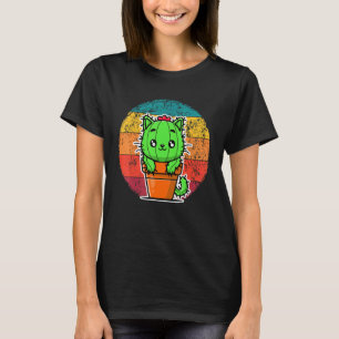 T-shirt Chat Cactus Rétro Plante Pour Hommes Femmes Gar