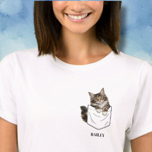 T-shirt Chat calico adorable dans le nom de poche