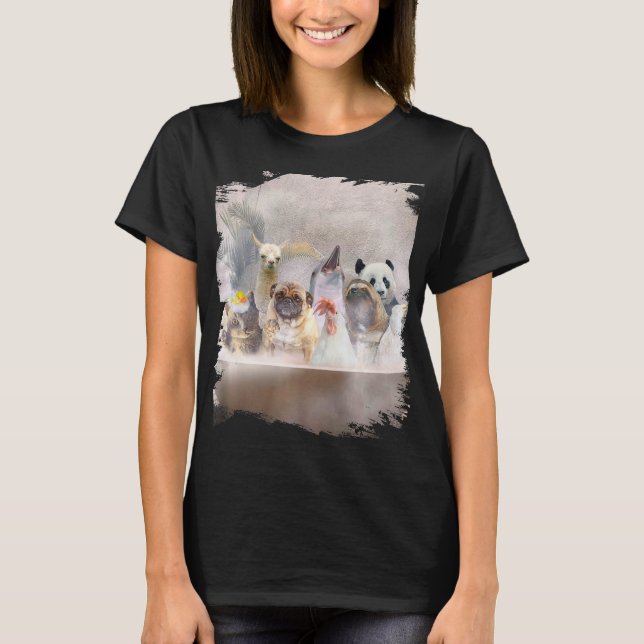T-shirt Chat Carlin Chien poule Sloth Llama Panda Dauphin  (Devant)