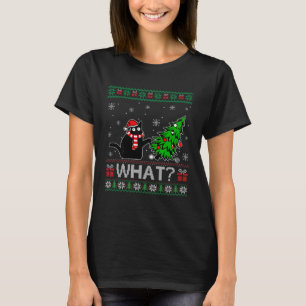 T-shirt Chat Ce Chat Noir Poussant Arbre De Noël Vilain Xm