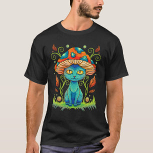 T-shirt Chat Chapeau Champignon Cottagecore Esthétique Amo