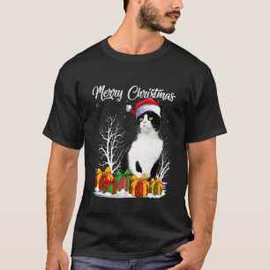 T-shirt Chat Chapeau de Noël de Père Noël Drôle Chat Noir