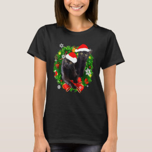 T-shirt Chat Chapeau Noir Père Noël Joyeux Noël