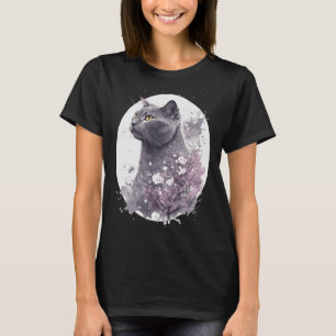 T-shirt Chat Chartreux Fleur de Cerisier Japonais Sakur