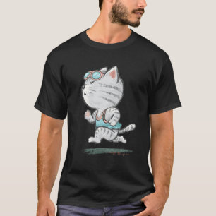 T-shirt Chat Chat en Course Chaton Animal Drôle Coureur Il