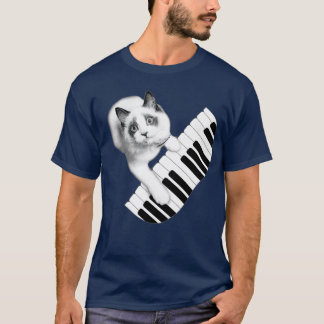T-shirt Chat Chat Jouer Piano