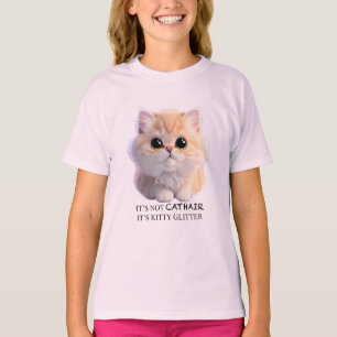 T-shirt Chat chaton blanc et orange moelleux