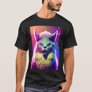 T-shirt Chat Chaton Fluf Rose Violet Bleu Multicolore Past