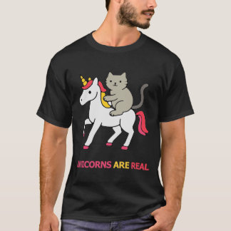 T-shirt Chat chevauchant une licorne