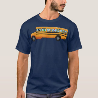 T-shirt Chat, chien et canard dans un autobus scolaire amu