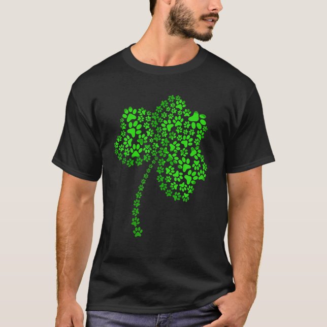 T-shirt Chat Chien Paw Shamrock St Patrick's Day Paws (Devant)