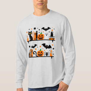 T-shirt Chat Citrouille Bat Spider Halloween Livre bougie