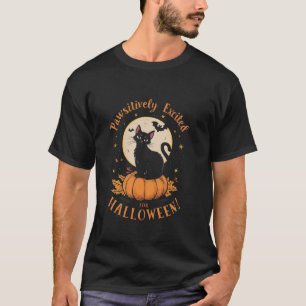 T-shirt Chat Citrouille Chat Fancy Cute Pawsitive Excitée