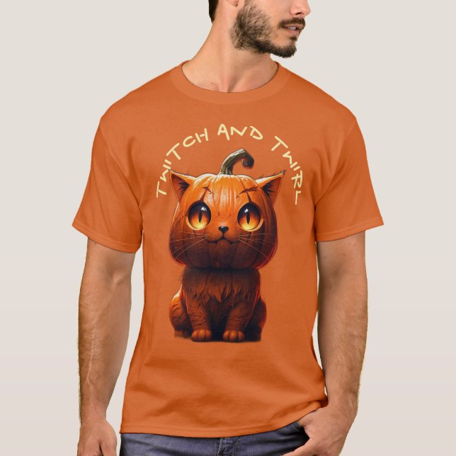 T-shirt Chat Citrouille Twitch et Twirl (Devant)