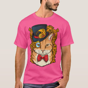 T-shirt Chat Classique Steampunk Art Cute Kitty Top Chapea