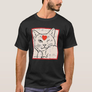 T-shirt Chat Coeur Saint Valentin Mignon Chat Chaton Amour
