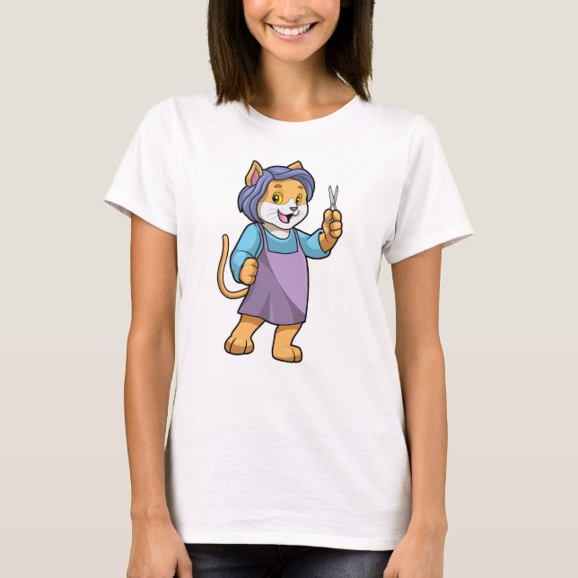 T-shirt Chat coiffeur avec ciseaux (Devant)