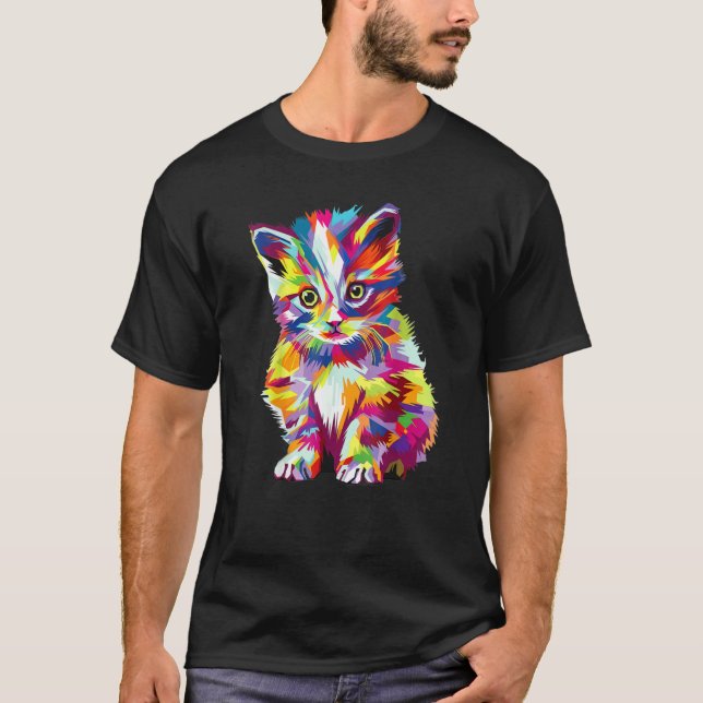 T-shirt Chat Coloré (Devant)
