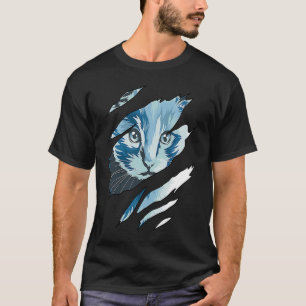 T-shirt Chat Coloré Chat Tissu Déchiré