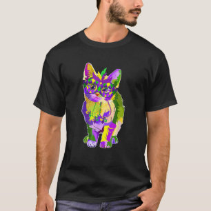 T-shirt Chat coloré Kitten portant le masque Mardi Gras Lo