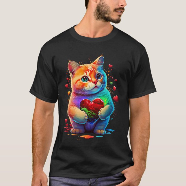 T-shirt Chat coloré mignon pour chaton coloré Kitty (Devant)