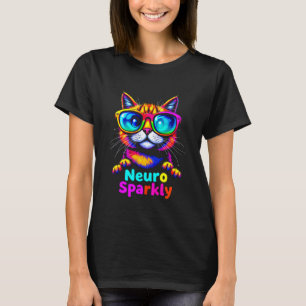 T-shirt Chat coloré scintillant neuro