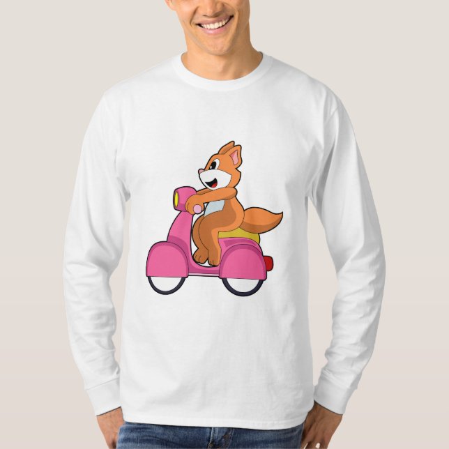 T-shirt Chat comme Biker avec Scooter.PNG (Devant)