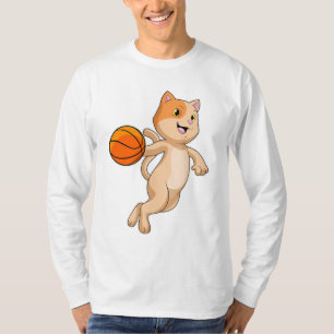 T-shirt Chat comme joueur de basket-ball avec basket-ball