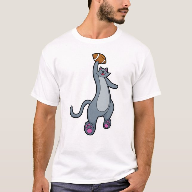 T-shirt Chat comme joueur de football avec football (Devant)