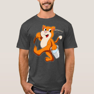 T-shirt Chat comme pêcheur avec canne de pêche Bucket d'ea