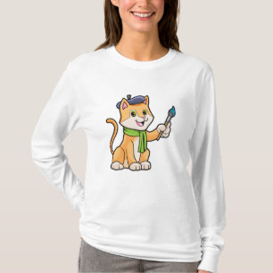 T-shirt Chat comme Peintre avec pinceau et écusson
