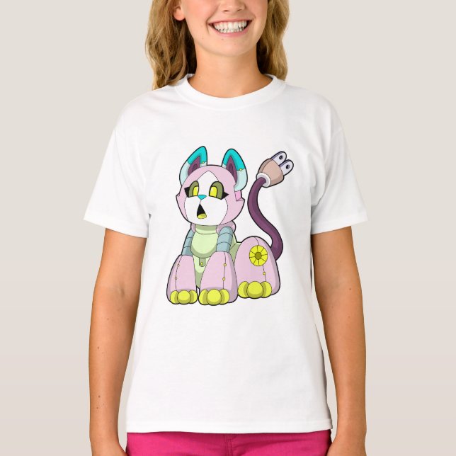 T-shirt Chat comme Robot (Devant)