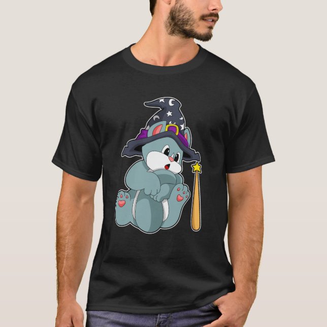 T-shirt Chat comme un magicien avec une baguette magique e (Devant)